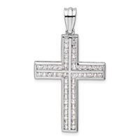 14K White Gold 1 Carat Lab Grown Diamond VS SI+ G+ Complete Double Cross Pendant view 1