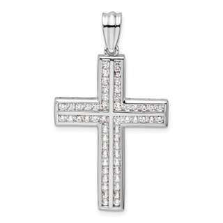 14k White Gold 1 carat Lab Grown Diamond VS/SI+ G+ Complete Double Cross Pendant