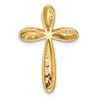14K Yellow Gold 0.38 Carat Lab Grown Diamond VS SI+ G+ Complete Cross Chain Slide Pendant view 3