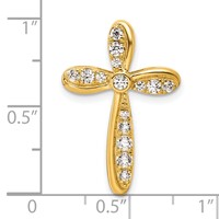 14K Yellow Gold 0.38 Carat Lab Grown Diamond VS SI+ G+ Complete Cross Chain Slide Pendant view 4