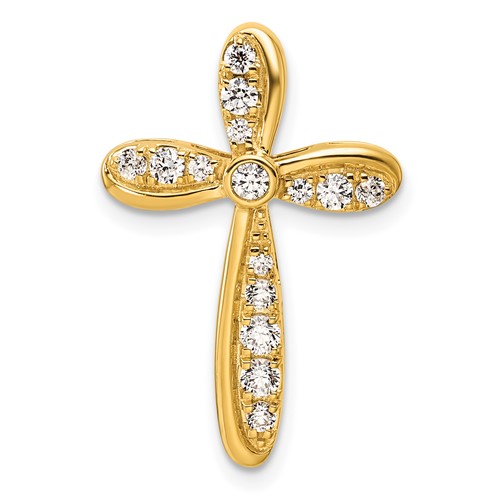 14K Yellow Gold 0.38 Carat Lab Grown Diamond VS SI+ G+ Complete Cross Chain Slide Pendant