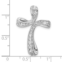 14K White Gold 0.62 Carat Lab Grown Diamond VS SI+ G+ Complete Cross Chain Slide Pendant view 4