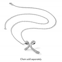 14K White Gold 0.62 Carat Lab Grown Diamond VS SI+ G+ Complete Cross Chain Slide Pendant view 5