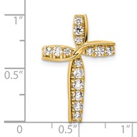 14K Yellow Gold 0.50 Carat Lab Grown Diamond VS SI+ G+ Complete Cross Chain Slide Pendant view 4