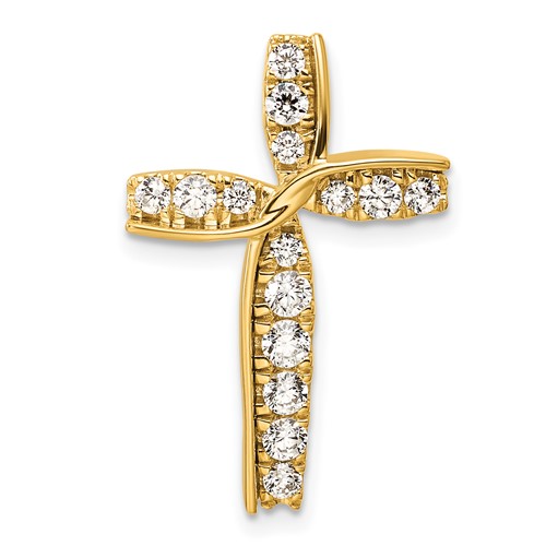 14K Yellow Gold 0.50 Carat Lab Grown Diamond VS SI+ G+ Complete Cross Chain Slide Pendant