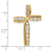 14K Yellow Gold 1 Carat Lab Grown Diamond VS SI+ G+ Complete Cross Chain Slide Pendant view 4