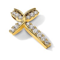14K Yellow Gold 0.50 Carat Lab Grown Diamond VS SI+ G+ Complete Cross Chain Slide Pendant view 5