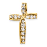 14K Yellow Gold 1 Carat Lab Grown Diamond VS SI+ G+ Complete Cross Chain Slide Pendant view 1