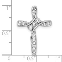 14K White Gold 0.50 Carat Lab Grown Diamond VS SI+ G+ Complete Cross Chain Slide Pendant view 4