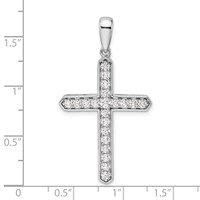 14K White Gold 0.75 Carat Lab Grown Diamond VS SI+ G+ Complete Cross Pendant view 4