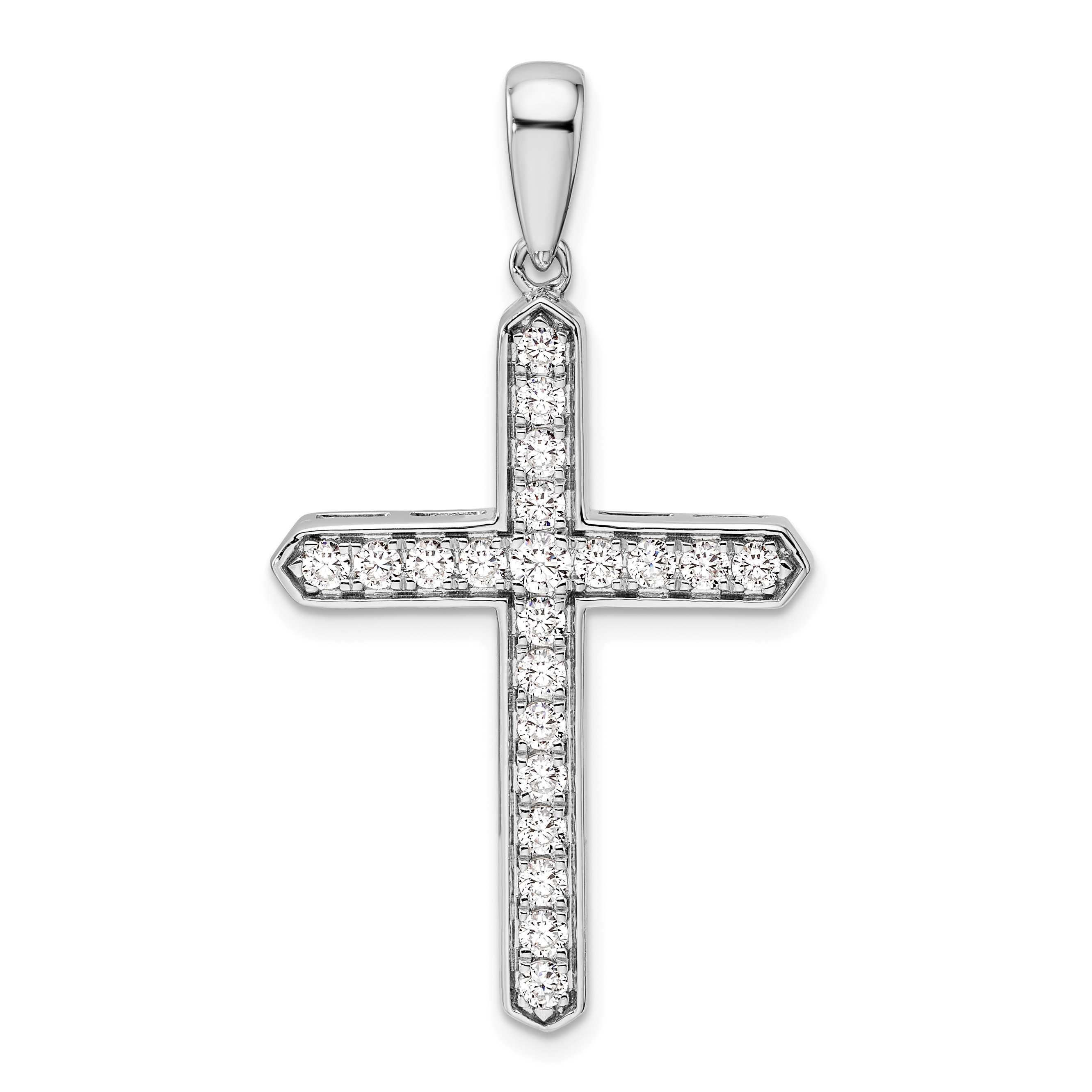 14k White Gold 3/4 carat Lab Grown Diamond VS/SI+ G+ Complete Cross Pendant (PM10261-075-WLG)