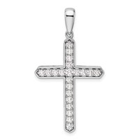 14K White Gold 0.75 Carat Lab Grown Diamond VS SI+ G+ Complete Cross Pendant view 1