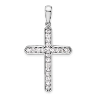 14k White Gold 3/4 carat Lab Grown Diamond VS/SI+ G+ Complete Cross Pendant