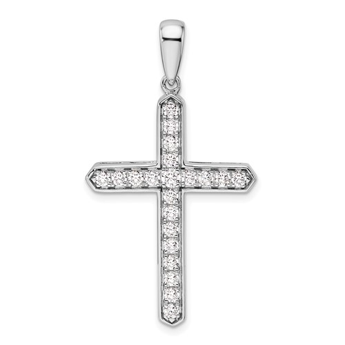 14K White Gold 0.75 Carat Lab Grown Diamond VS SI+ G+ Complete Cross Pendant