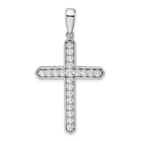 14k White Gold 3/4 carat Lab Grown Diamond VS/SI+ G+ Complete Cross Pendant