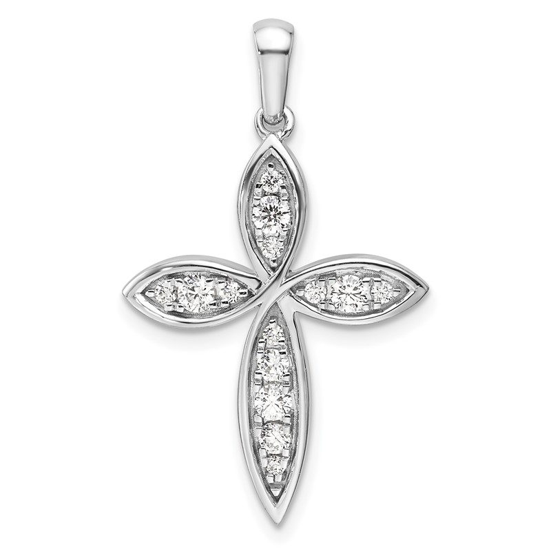 14k White Gold 1/3 carat Lab Grown Diamond VS/SI+ G+ Cross Pendant