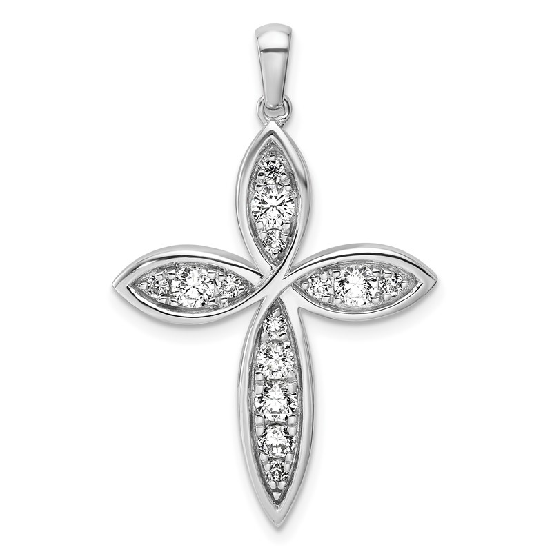 14k White Gold 3/4 carat Lab Grown Diamond VS/SI+ G+ Cross Pendant