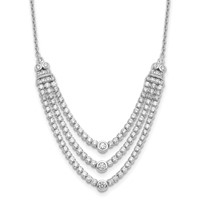 14K White Gold 2.75 Carat Lab Grown Diamond VS SI+ G+ Triple Layer Necklace, 18" view 1