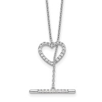 14K White Gold 0.33 Carat Lab Grown Diamond VS SI+ G+ Complete Heart Toggle Necklace, 20" view 1