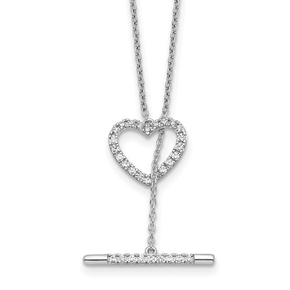 14kw 1/3 carat Lab Grown Diamond VS/SI+ G+ Complete 20 inch Heart Toggle Necklace