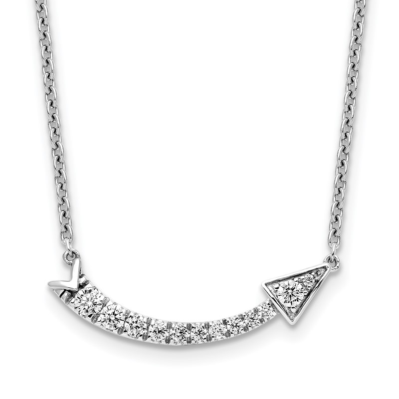 14k White Gold 3/8 carat Lab Grown Diamond VS/SI 16 inch Arrow Necklace