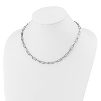 14K White Gold 3.75 Carat Lab Grown Diamond VS SI+ G+ Fashion Paperclip Necklace, 18" view 3