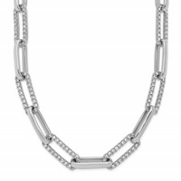 14K White Gold 3.75 Carat Lab Grown Diamond VS SI+ G+ Fashion Paperclip Necklace, 18" view 1