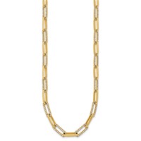 14K Yellow Gold 3.75 Carat Lab Grown Diamond VS SI+ G+ Fashion Paperclip Necklace, 18" view 2