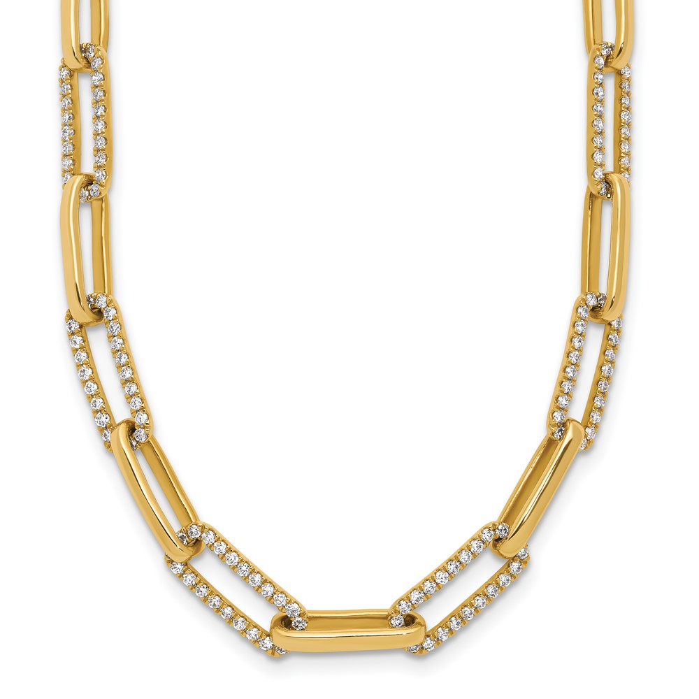 14K Yellow Gold 3.75 Carat Lab Grown Diamond VS SI+ G+ Fashion Paperclip Necklace, 18"