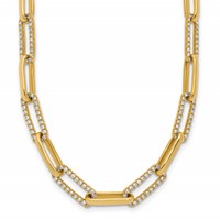 14K Yellow Gold 3.75 Carat Lab Grown Diamond VS SI+ G+ Fashion Paperclip Necklace, 18" view 1