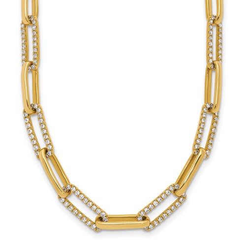 14K Yellow Gold 3.75 Carat Lab Grown Diamond VS SI+ G+ Fashion Paperclip Necklace, 18"