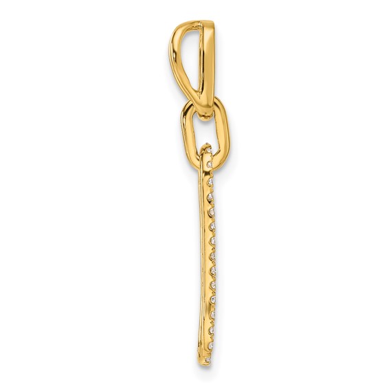 14K Polished 1/6 carat Diamond Paperclip Link Pendant