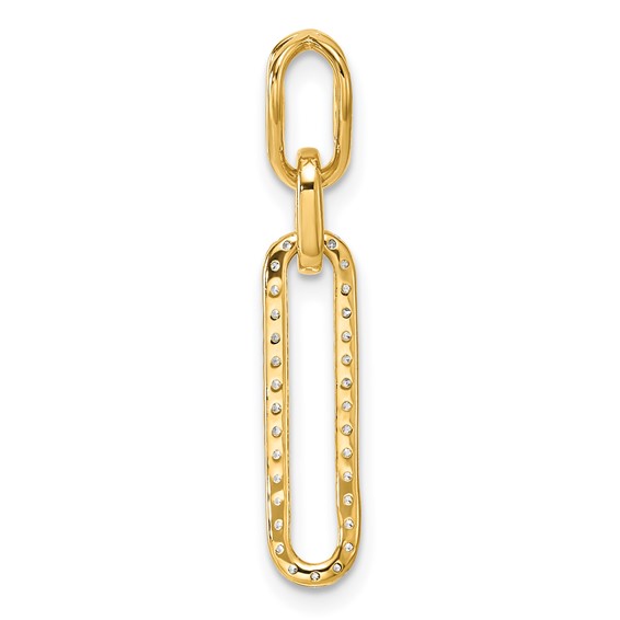 14K Polished 1/6 carat Diamond Paperclip Link Pendant