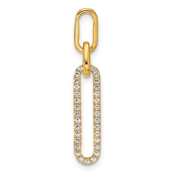 14K Polished 1/6 carat Diamond Paperclip Link Pendant