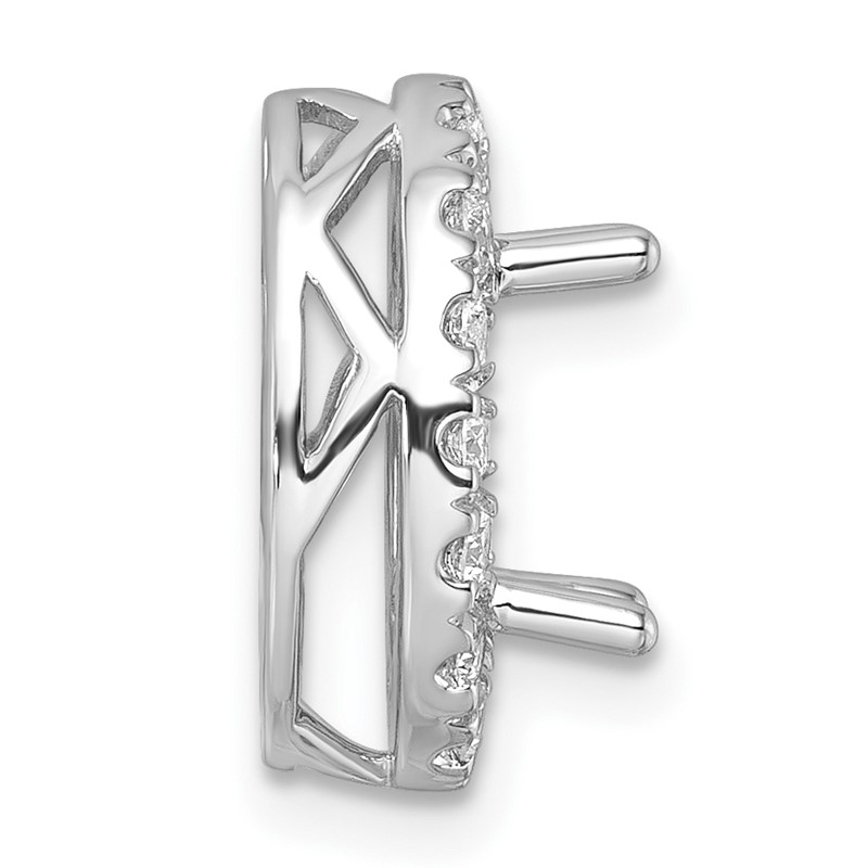14k White Gold 1/2 carat Lab Grown Diamond VS/SI+ G+ Semi Mount Halo Chain Slide Pendant