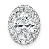 14K White Gold 2.50 Carat Lab Grown Diamond VS SI+ G+ Oval Complete Halo Chain Slide Pendant view 4