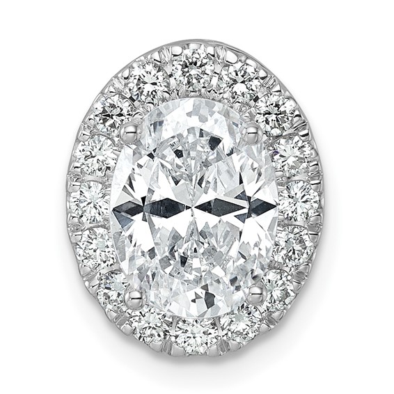 Gold Lab Grown Diamond Oval Halo Earring Jacket Chain Slide