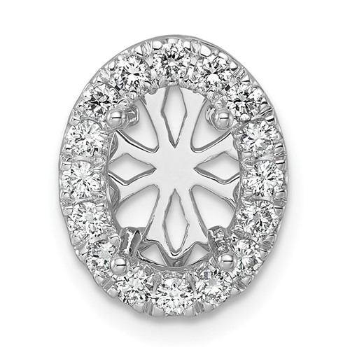 14K White Gold 2.50 Carat Lab Grown Diamond VS SI+ G+ Oval Complete Halo Chain Slide Pendant