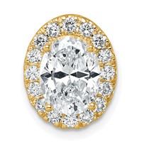 14K Yellow Gold 2.50 Carat Lab Grown Diamond VS SI+ G+ Complete Oval Halo Chain Slide Pendant view 1