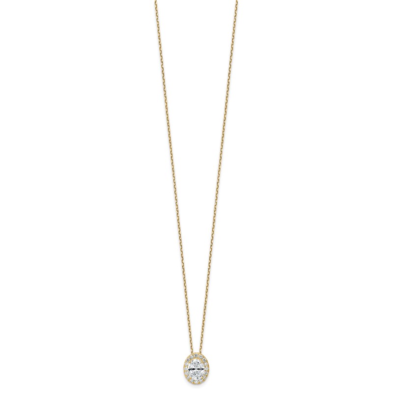 14k 2 1/2 carat Certified Lab Grown Diamond VS/SI+ G+ Complete 18 inch Oval Halo Pendant Necklace