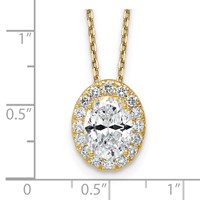 14K Yellow Gold 2.50 Carat Certified Lab Grown Diamond VS SI+ G+ Complete Oval Halo Pendant Necklace, 18" view 3