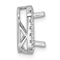 14K White Gold 0.50 Carat Lab Grown Diamond VS SI+ G+ Holds 2 Carat Radiant Center Semi Mount Halo Chain Slide Pendant view 2
