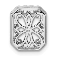 14K White Gold 0.50 Carat Lab Grown Diamond VS SI+ G+ Holds 2 Carat Radiant Center Semi Mount Halo Chain Slide Pendant view 3