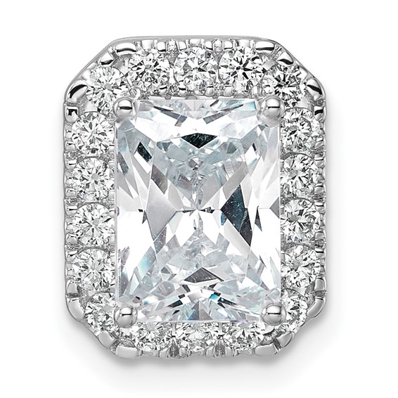 Gold Lab Grown Diamond Radiant Halo Semi Mount Chain Slide