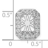 14K White Gold 0.50 Carat Lab Grown Diamond VS SI+ G+ Holds 2 Carat Radiant Center Semi Mount Halo Chain Slide Pendant view 5
