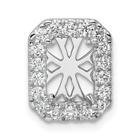 14K White Gold 0.50 Carat Lab Grown Diamond VS SI+ G+ Holds 2 Carat Radiant Center Semi Mount Halo Chain Slide Pendant view 1