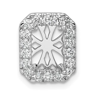 Gold Lab Grown Diamond Radiant Halo Semi Mount Chain Slide