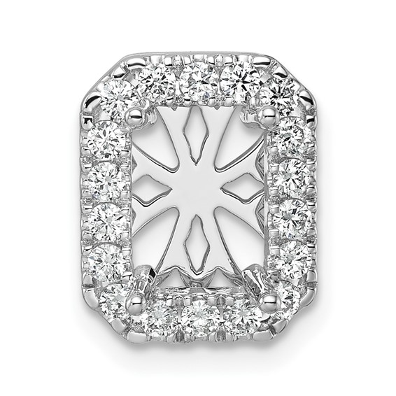 Gold Lab Grown Diamond Radiant Halo Semi Mount Chain Slide