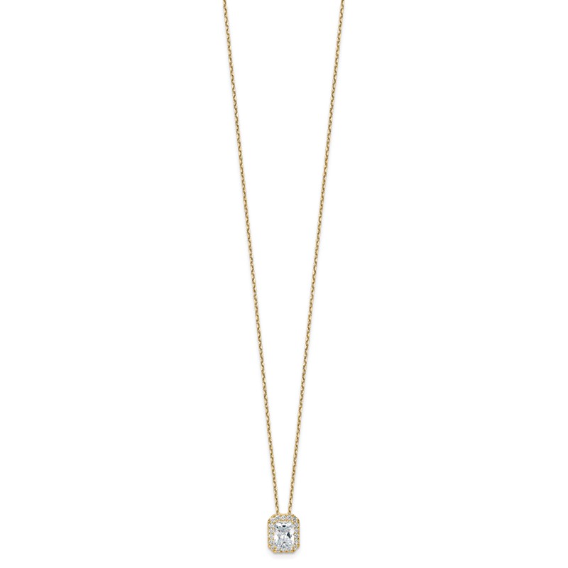 14k 2 1/2 carat Certified Lab Grown Diamond VS/SI+ G+ Complete 18 inch Radiant Halo Pendant Necklace
