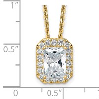 14K Yellow Gold 2.50 Carat Certified Lab Grown Diamond VS SI+ G+ Complete Radiant Halo Pendant Necklace, 18" view 3